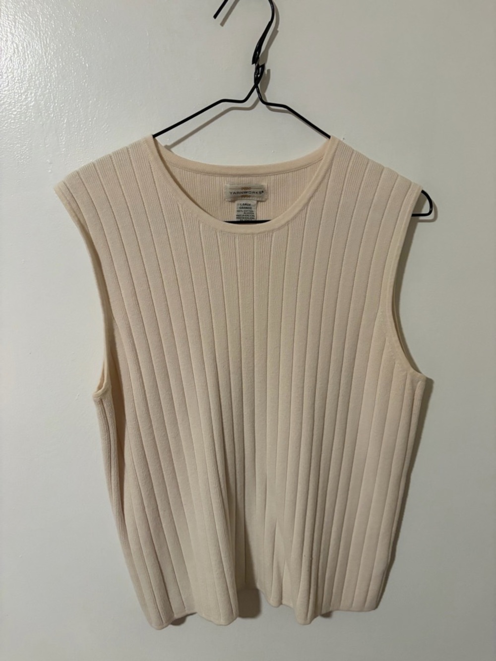 Sleeveless Rib-Knit Shell Top in Cream - Picture 2 of 4